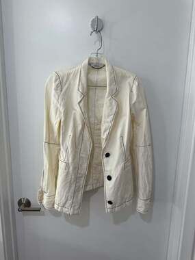 Stella McCartney Contrast Stitch Cotton Canvas Blazer Jacket